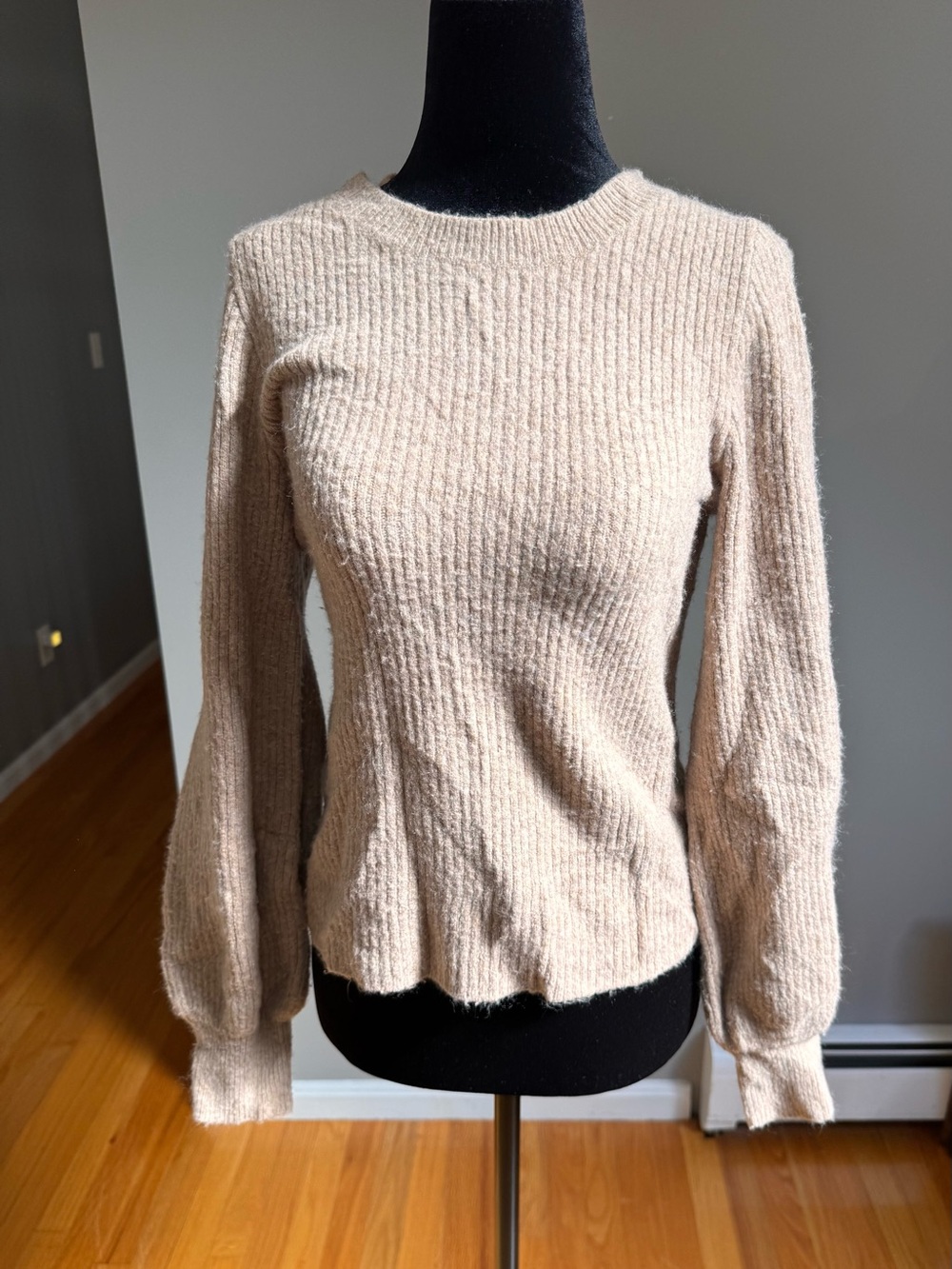 J. Crew Neutral Beige Ribbed Crewneck Sweater